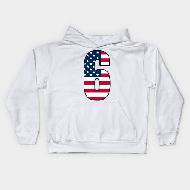 Number 6 Star Spangled Banner Kids Hoodie by la chataigne qui vole ⭐⭐⭐⭐⭐